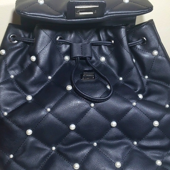 NWT Just Fab Black Quilted Backpack with Pearl Accents. - Picture 9 of 16